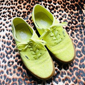 VANS Authentic Glitter Neon Yellow Ice Cream Classic Skate Shoes Women’s Size 7